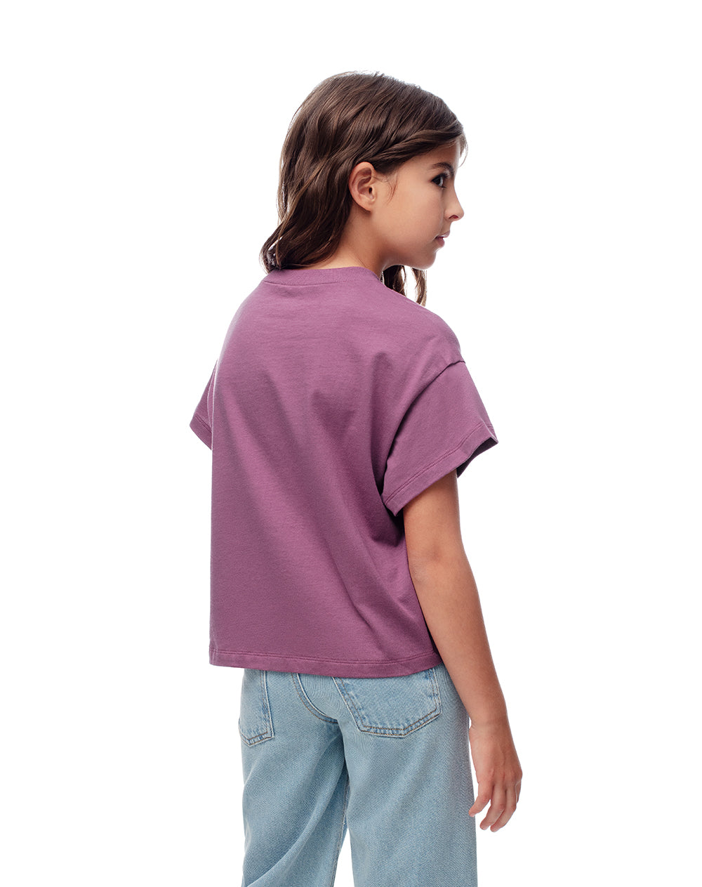 Camiseta regular algodón morada niña