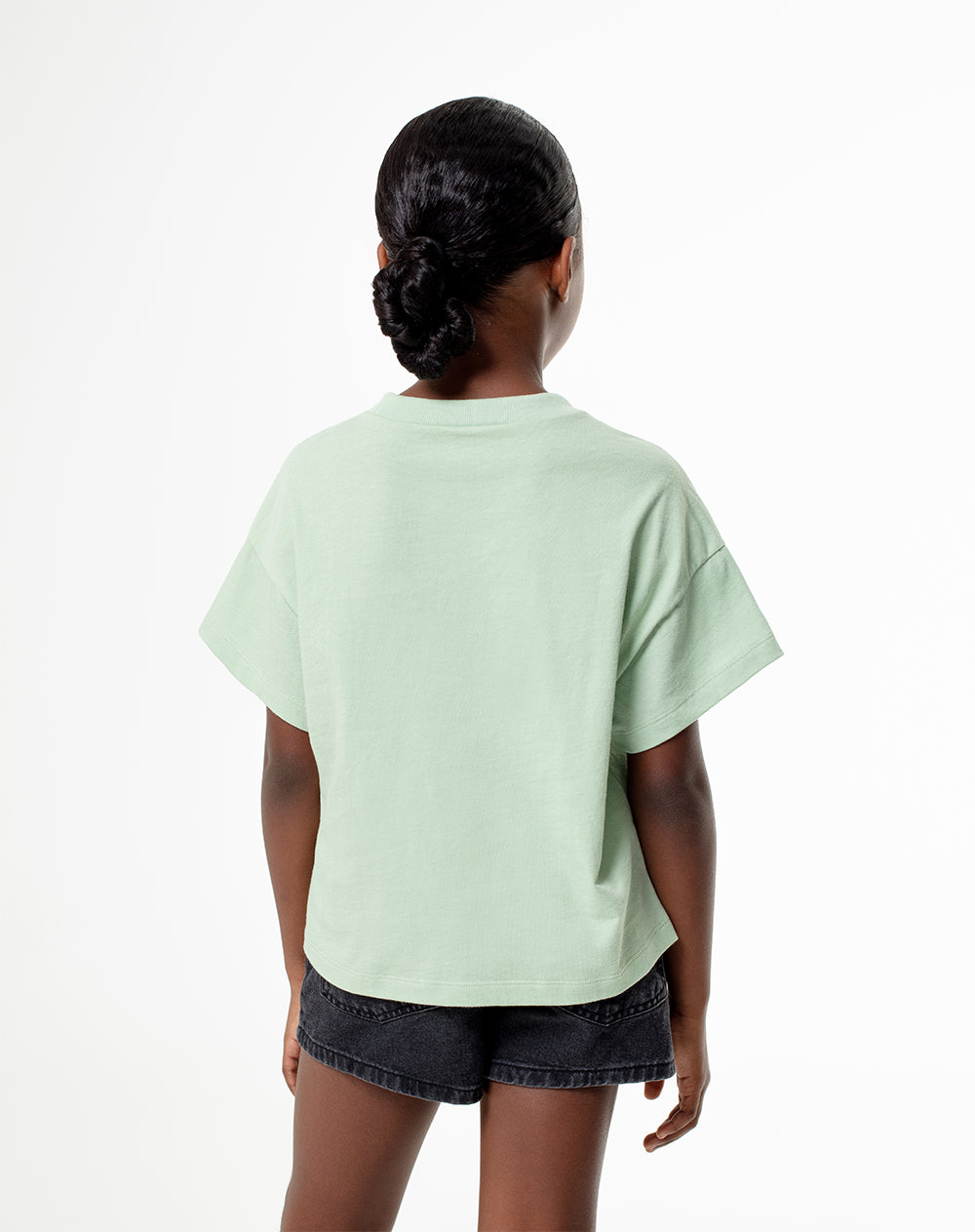 Camiseta oversize algodón verde niña