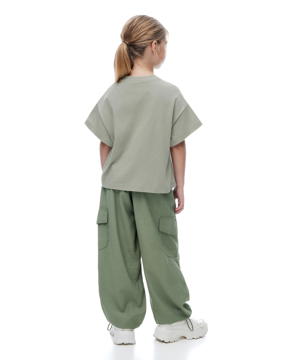 Camiseta relaxed manga corta verde niña