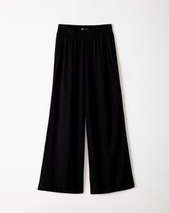Pantalón wide leg tiro medio negro mujer
