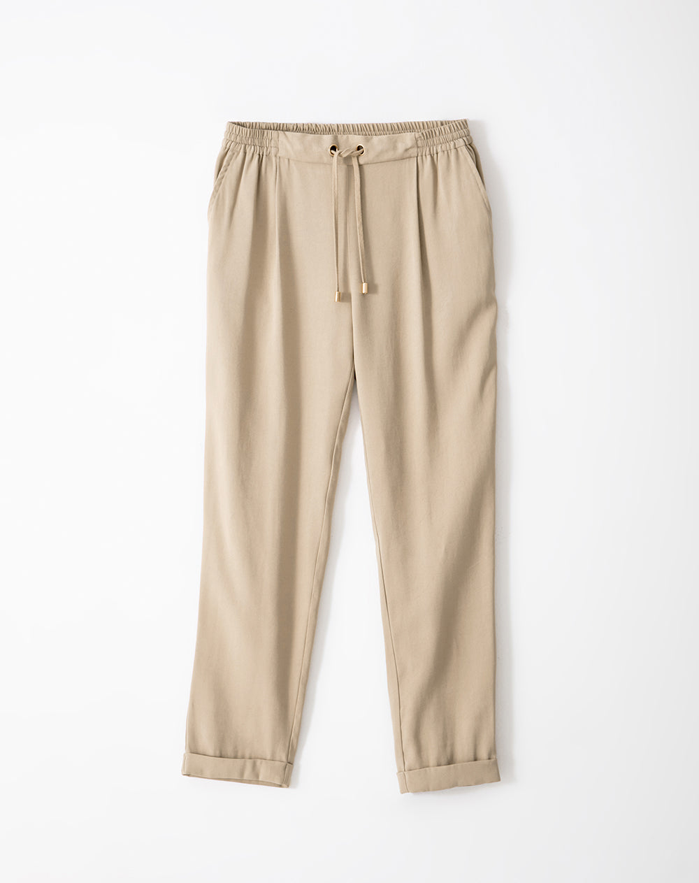 Pantalón recto tiro alto caqui mujer