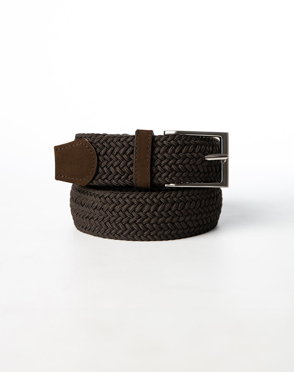 Correa tejida café hombre