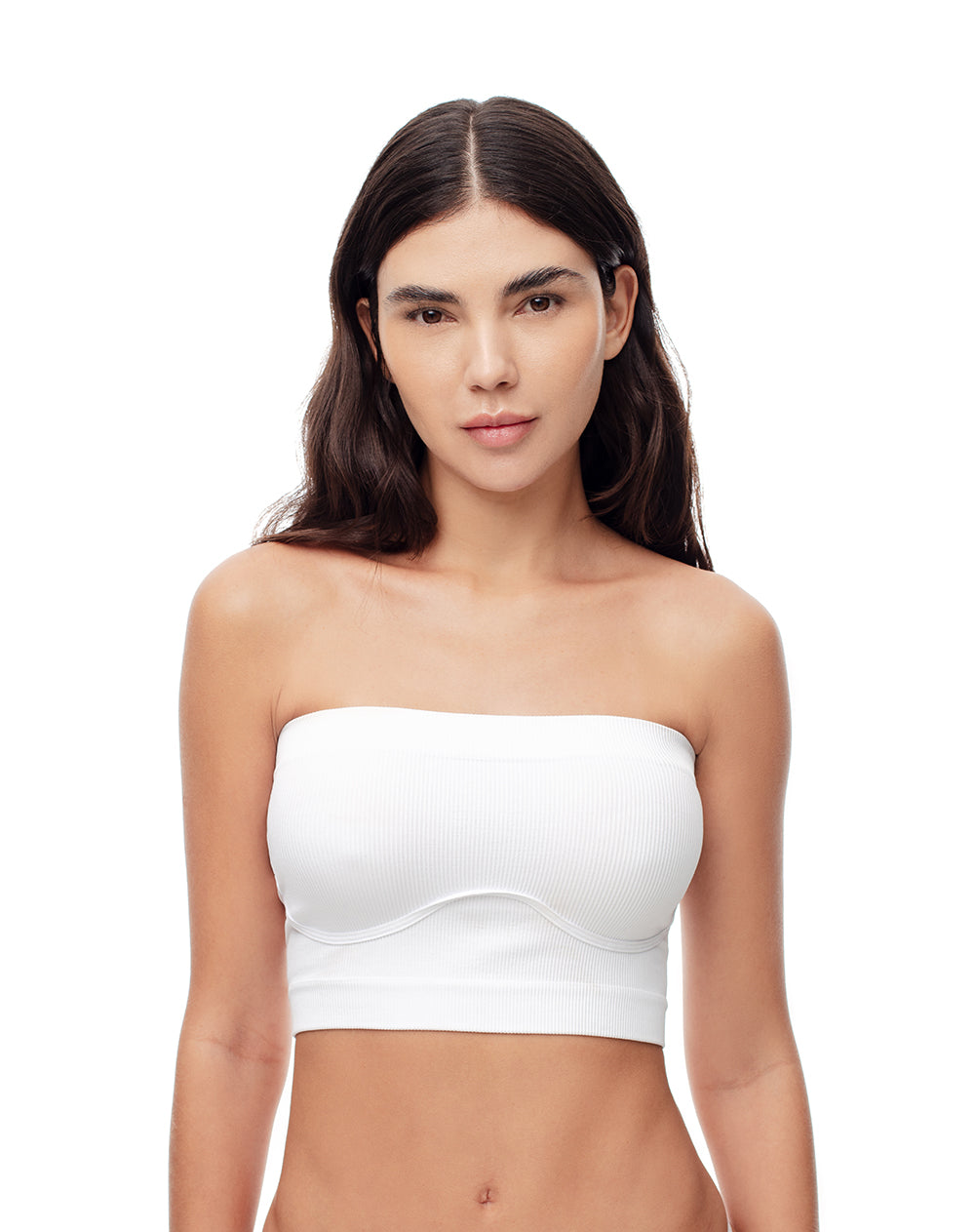 Top soporte medio strapless blanco