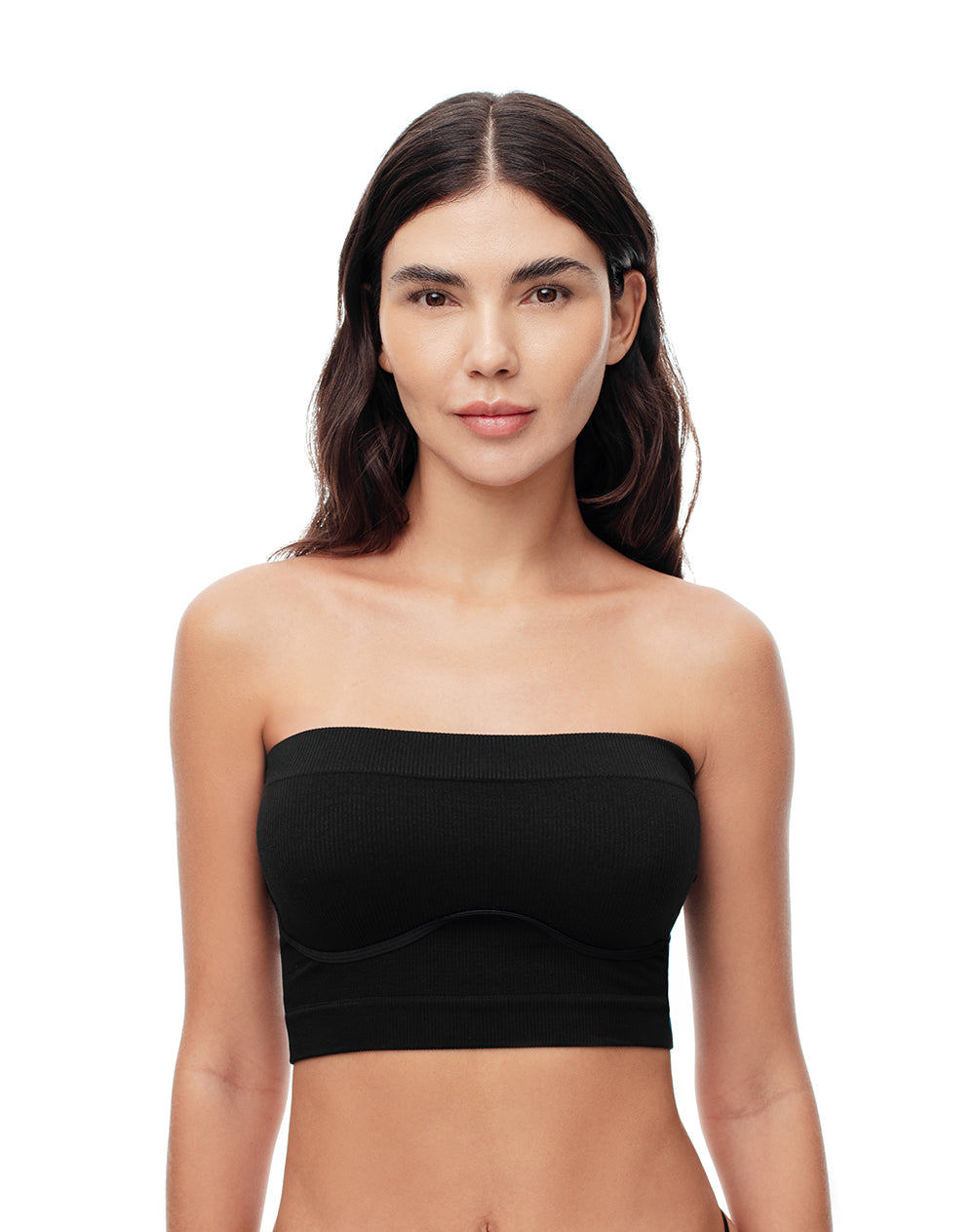 Top soporte medio strapless negro