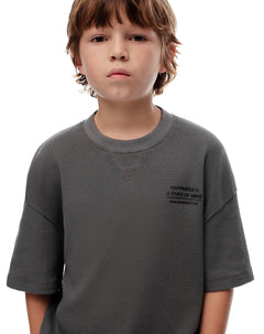 Camiseta regular algodón gris niño