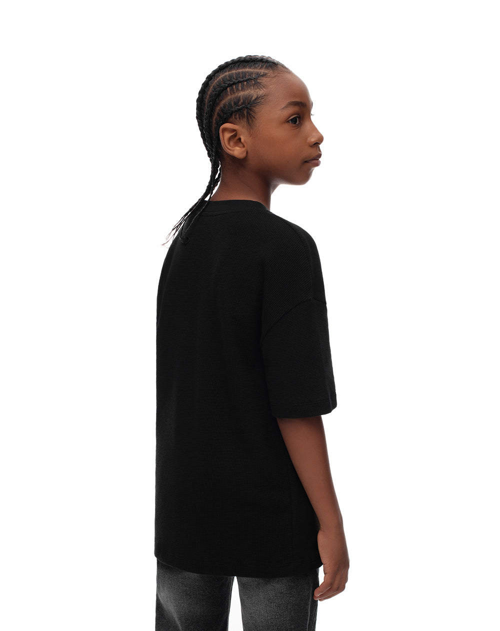 Camiseta regular algodón negra niño