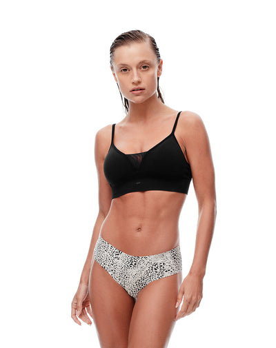 Panty boxer en punto tiro medio crudo estampado