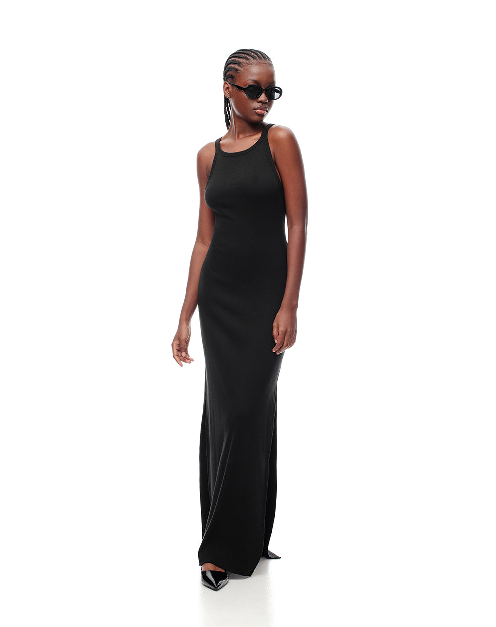 Vestido largo en rib negro