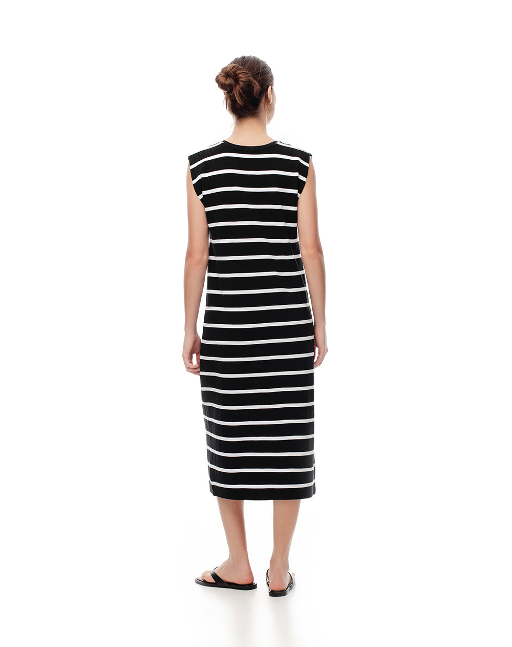 Vestido medio recto algodón rayas mujer