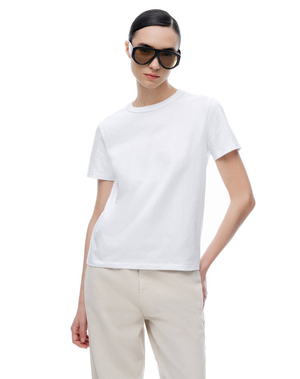 Camiseta manga corta regular blanco mujer