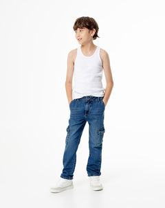 Jean cargo índigo oscuro niño