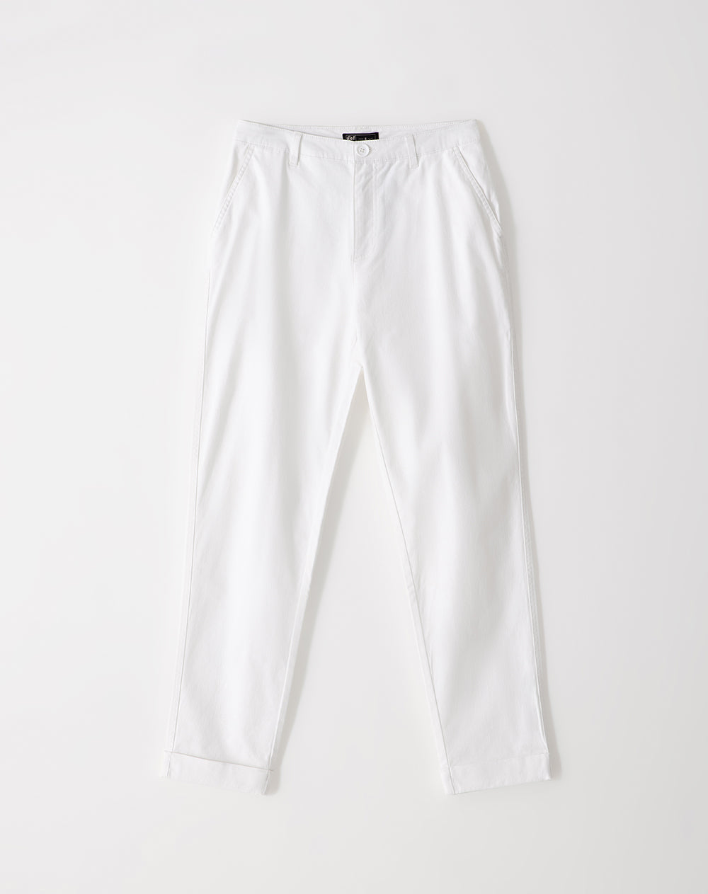 Pantalón recto tiro medio algodón blanco mujer