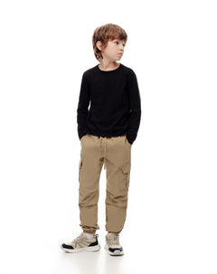 Jogger regular algodón habano niño