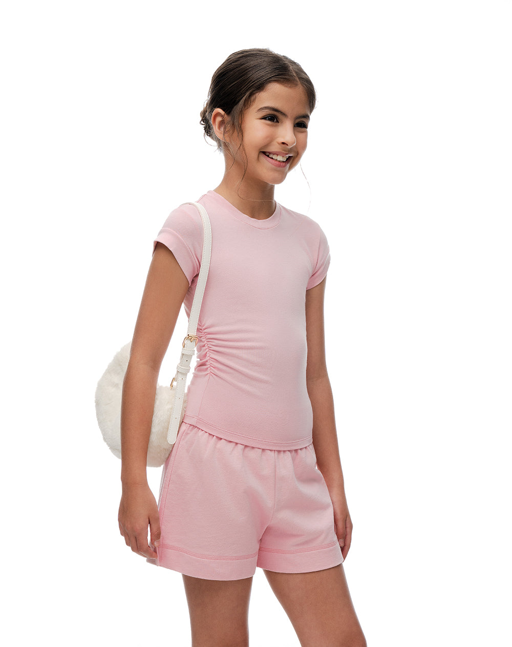 Camiseta regular rosada niña