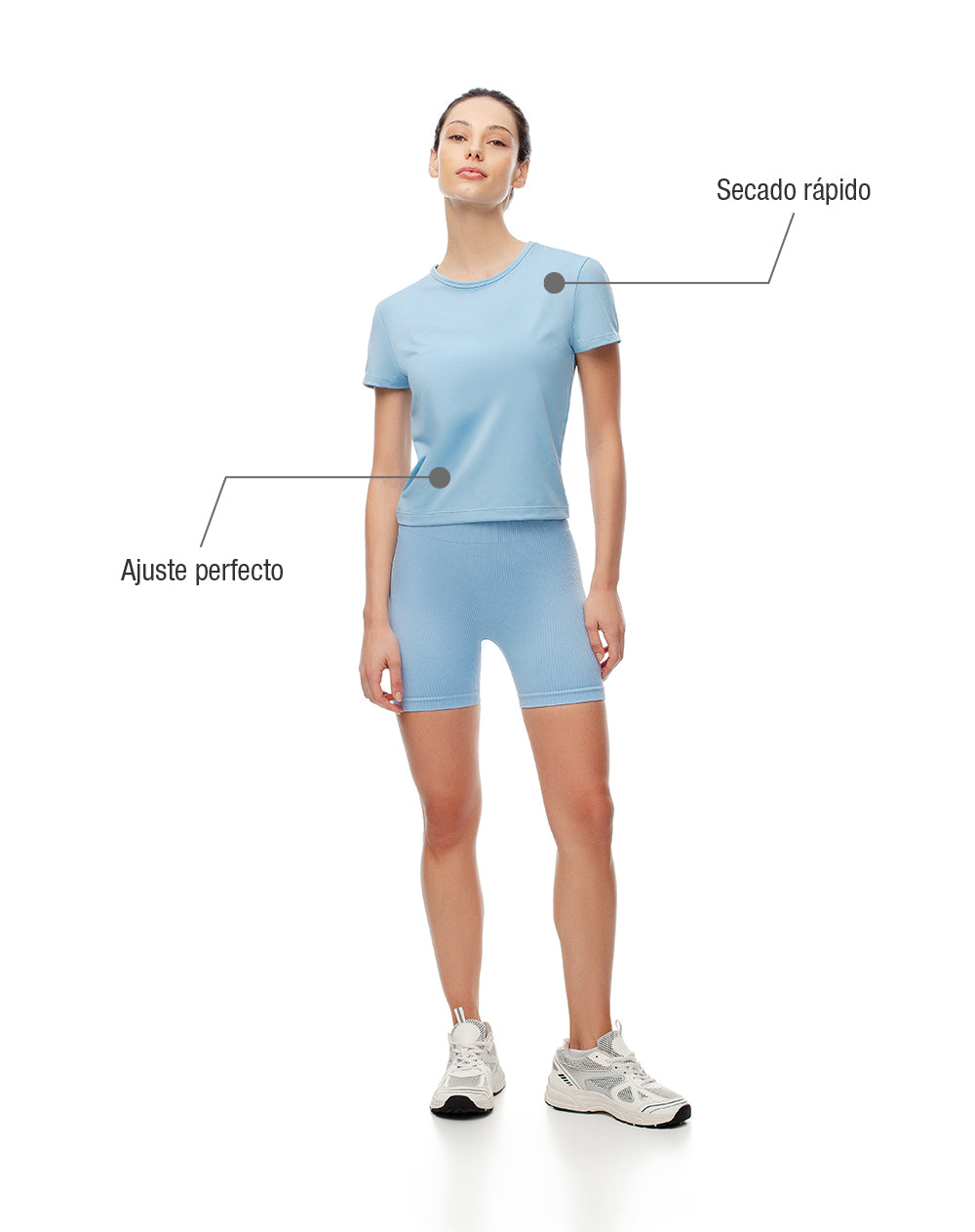 Camiseta deportiva secado rápido azul mujer