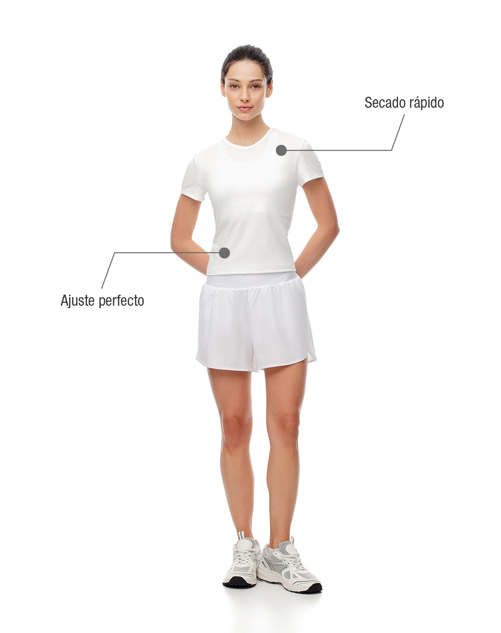 Camiseta deportiva secado rápido blanca mujer