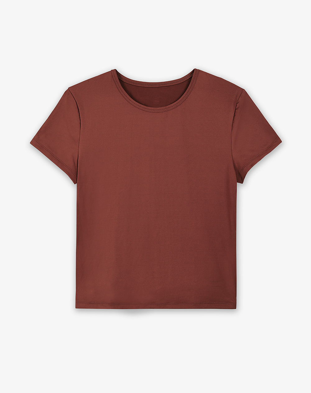 Camiseta slim fit manga corta café