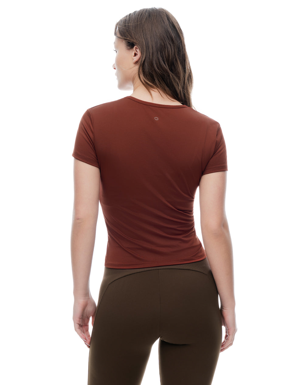 Camiseta deportiva secado rápido café mujer