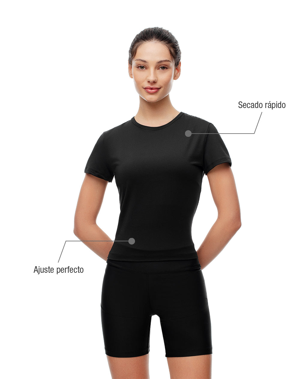 Camiseta deportiva secado rápido negra mujer
