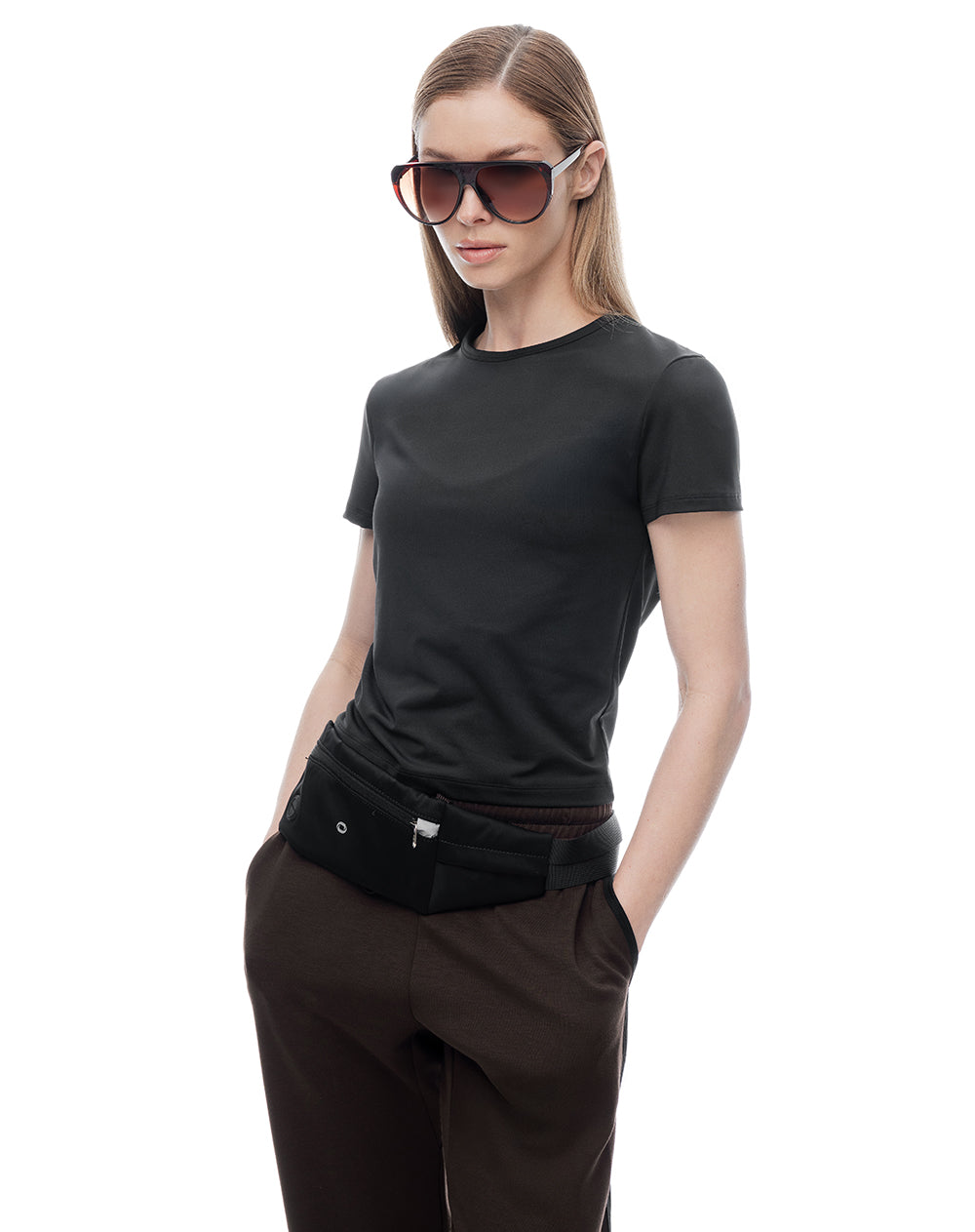 Camiseta deportiva secado rápido negra mujer