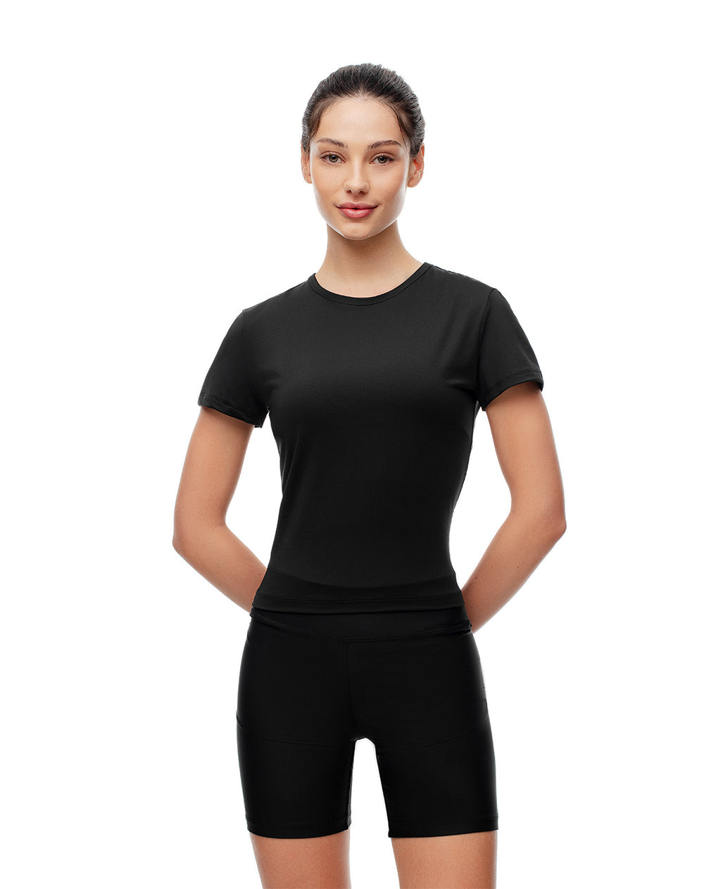 Camiseta deportiva secado rápido negra mujer