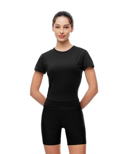 Camiseta deportiva secado rápido negra mujer