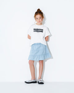 Falda capas denim índigo claro niña