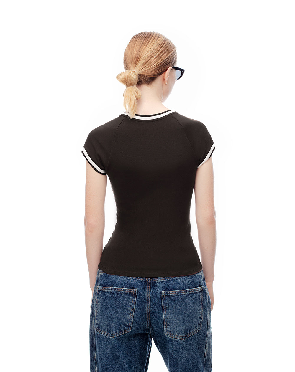 Camiseta slim algodón chocolate mujer