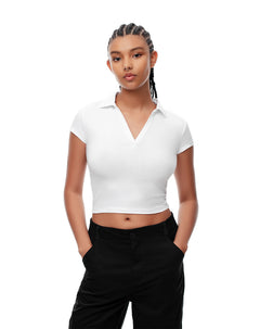 Polo slim algodón blanca mujer