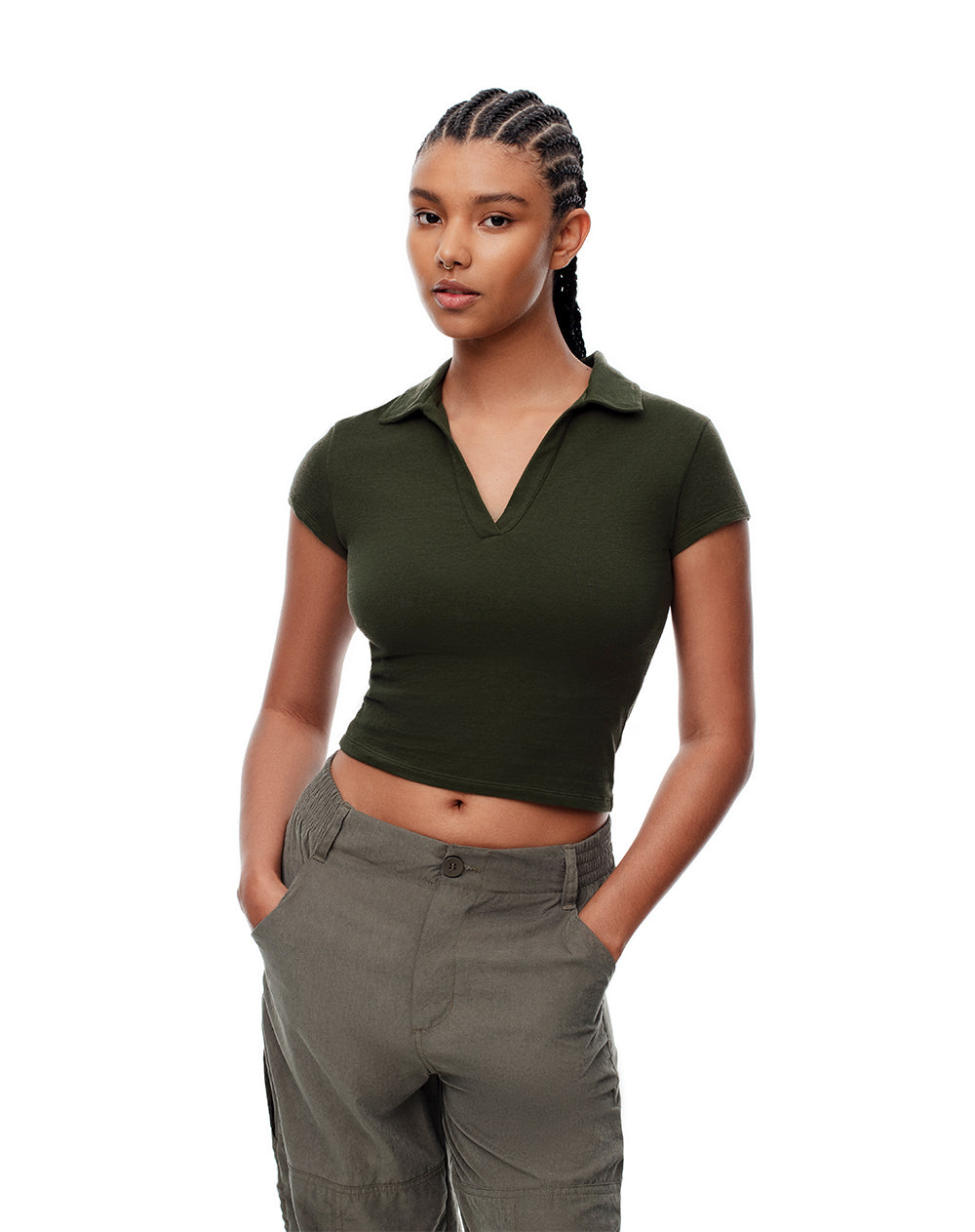 Polo Camisetas Gef Dama Polo Slim Algodón Negra Mujer