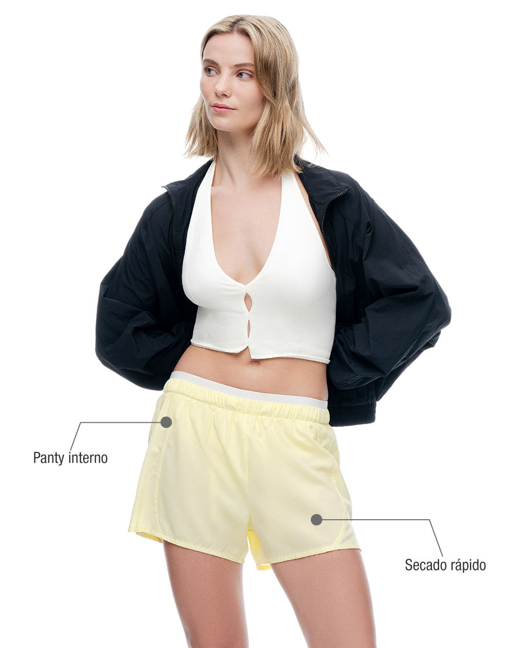 Short deportivo panty interno amarillo mujer