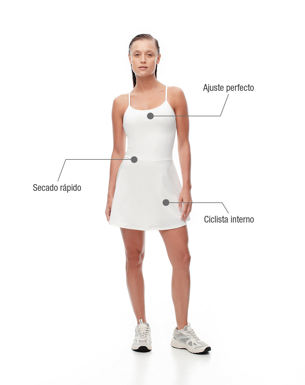 Vestido deportivo ciclista interno blanco mujer