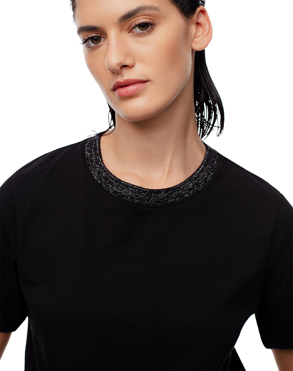 Pack x2 camiseta regular algodón negro + blanco mujer