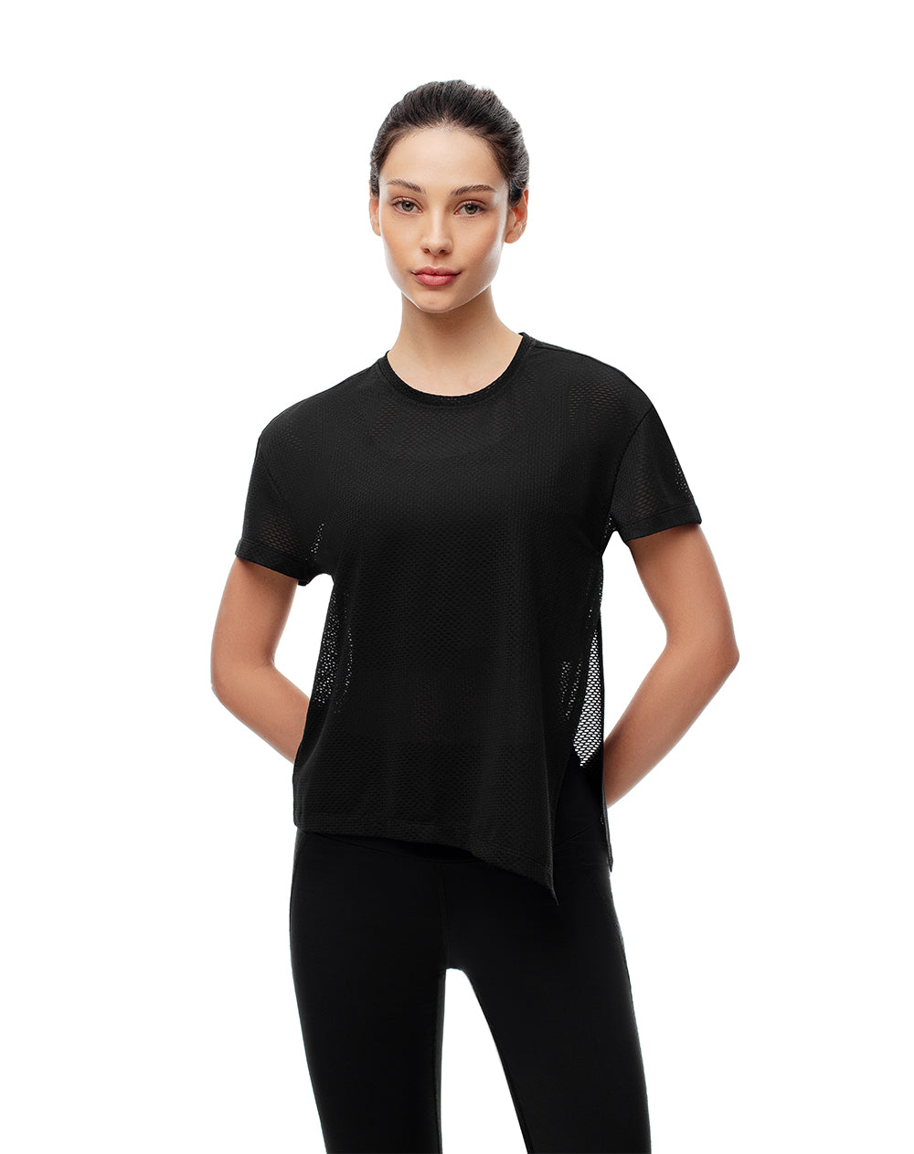 Camiseta deportiva secado rápido negra mujer