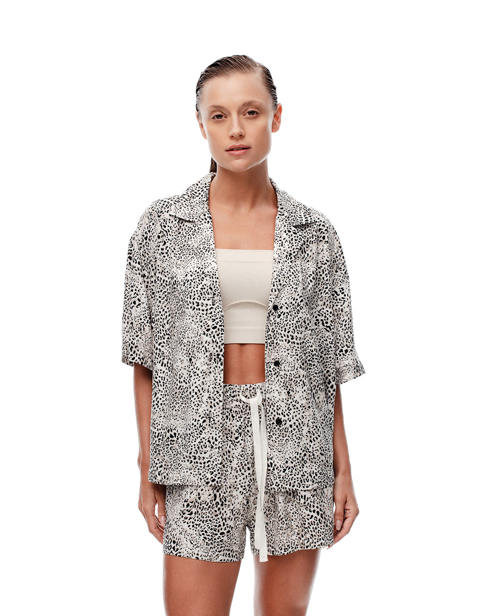 Camisa manga corta regular estampada mujer