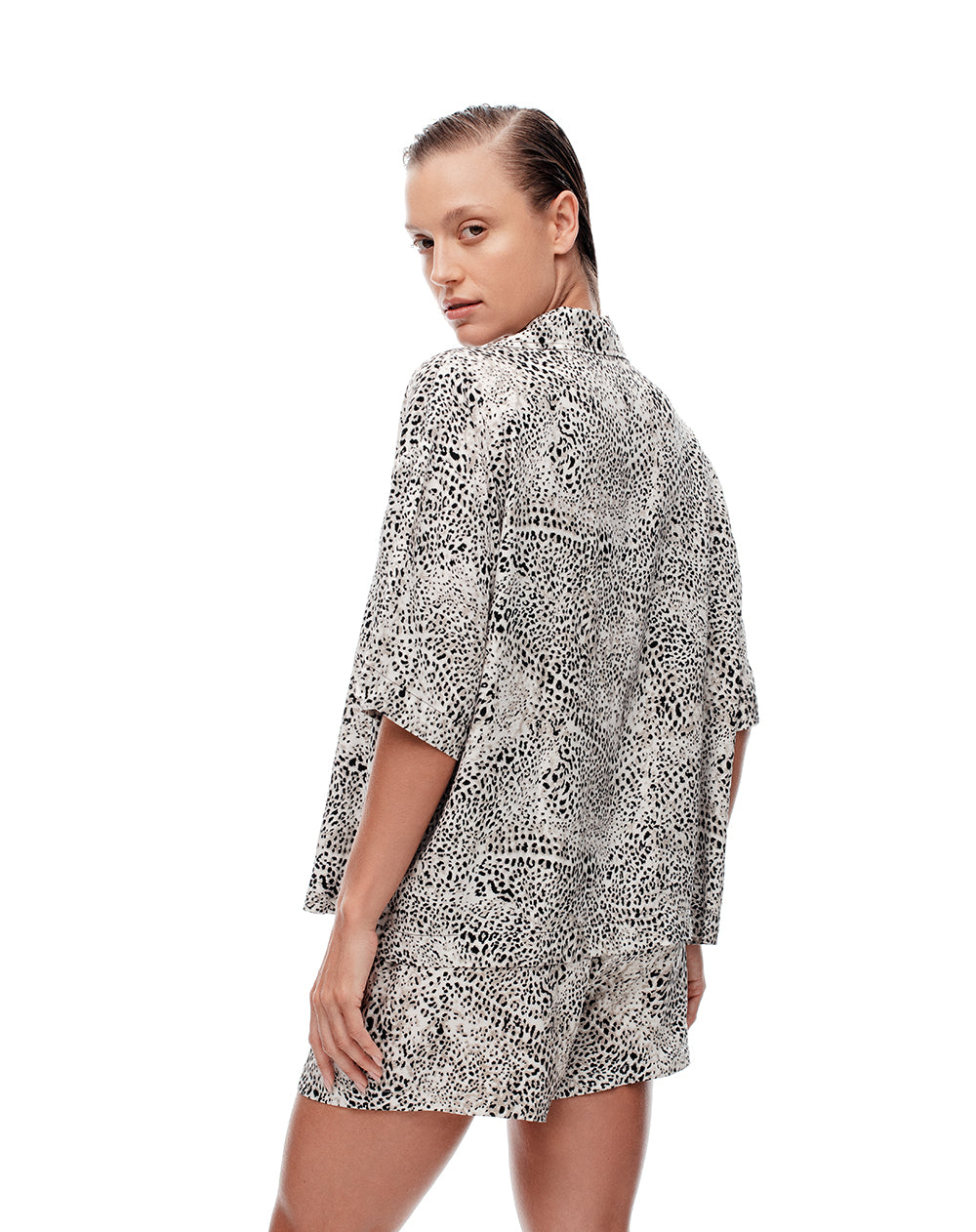 Camisa manga corta regular estampada mujer