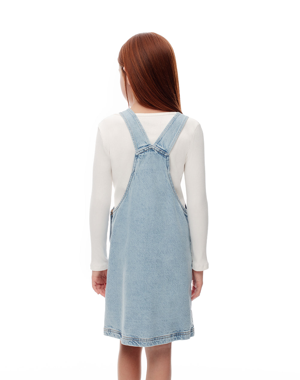 Overol corto denim índigo medio niña