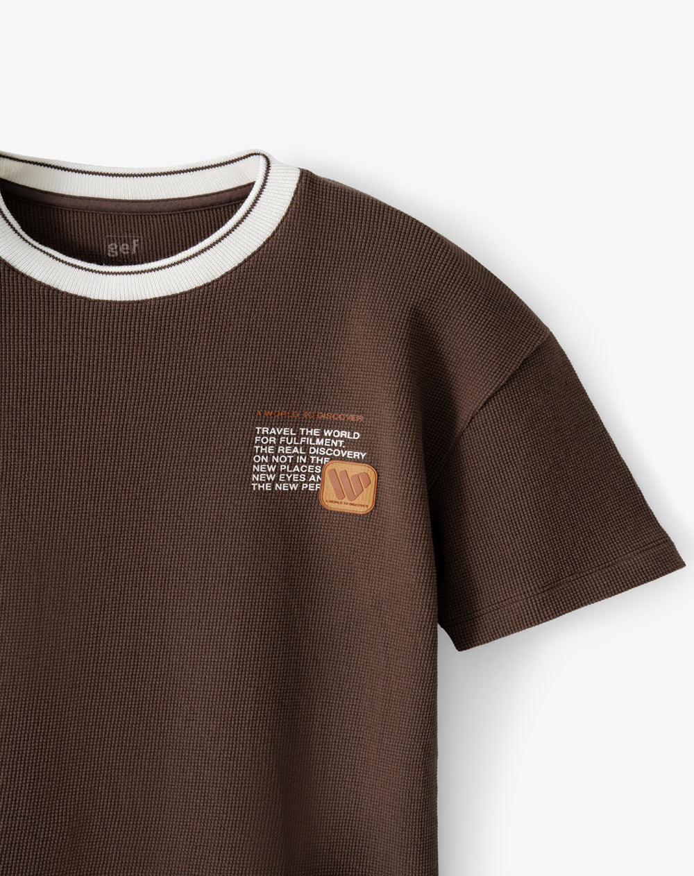 Camiseta regular manga corta café niño