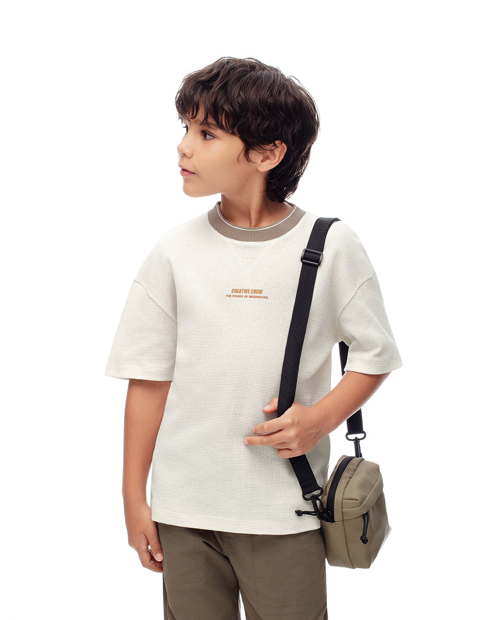 Camiseta regular fit manga corta vainilla