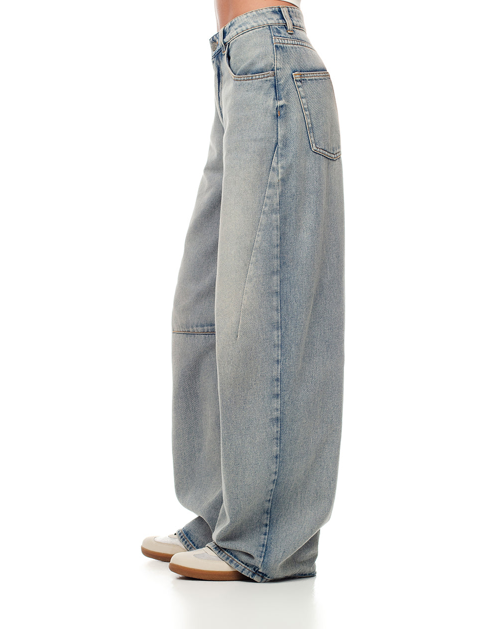 Jean wide leg tiro medio índigo medio mujer