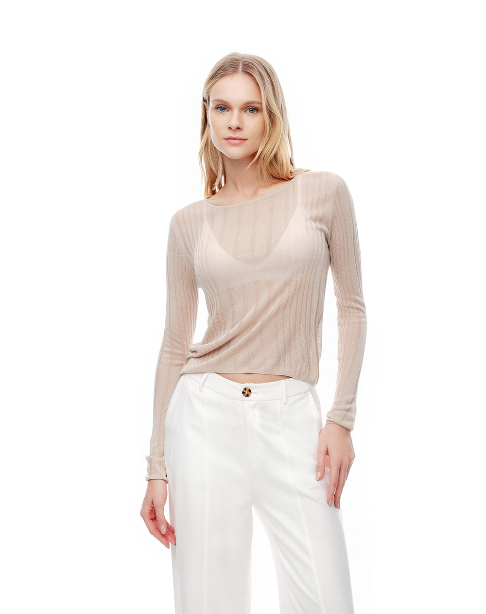 Camibuzo slim tejido de punto arena mujer