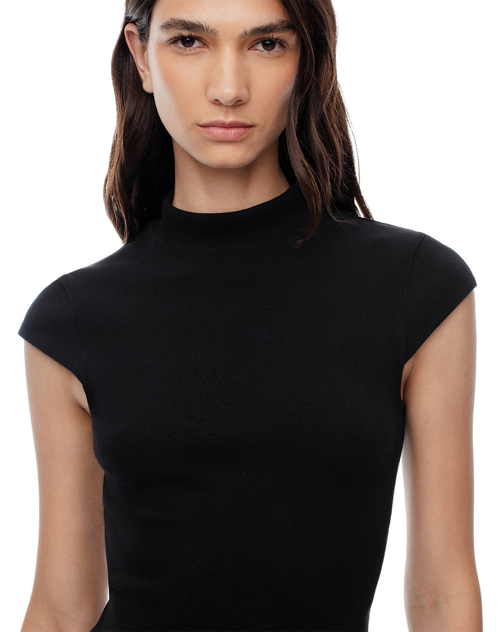 Vestido largo slim algodón negro mujer