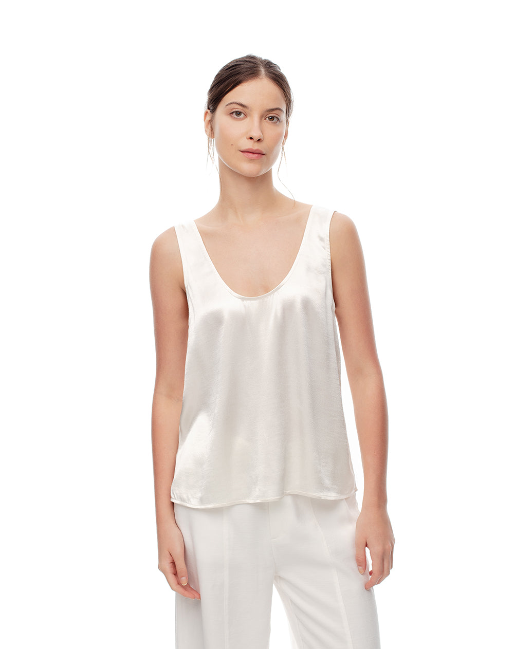 Blusa holgada satín habano mujer