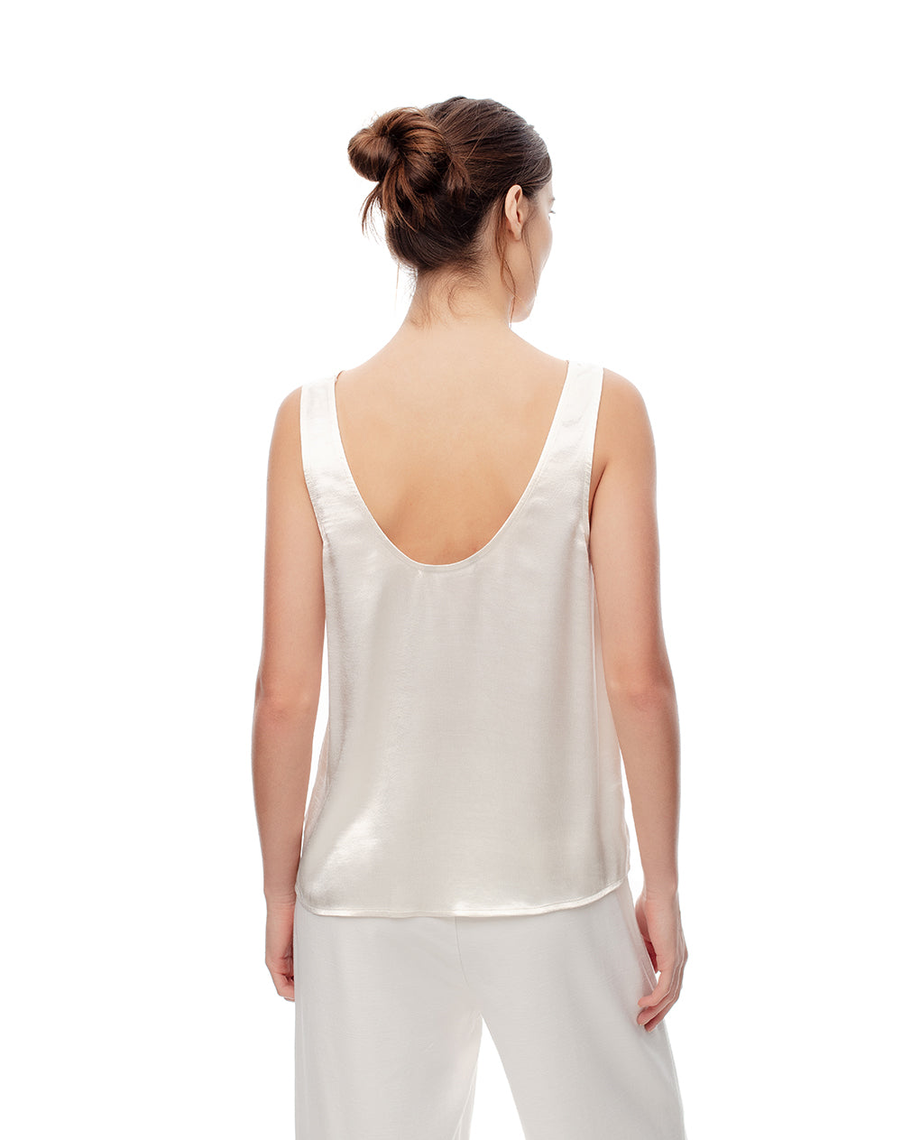 Blusa holgada satín habano mujer