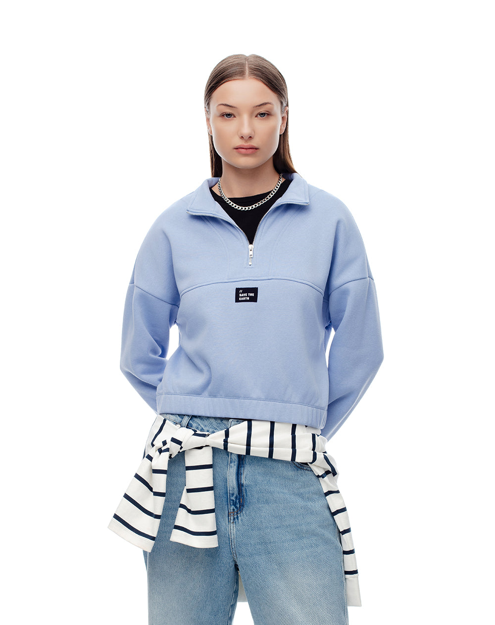 Buzo regular azul mujer