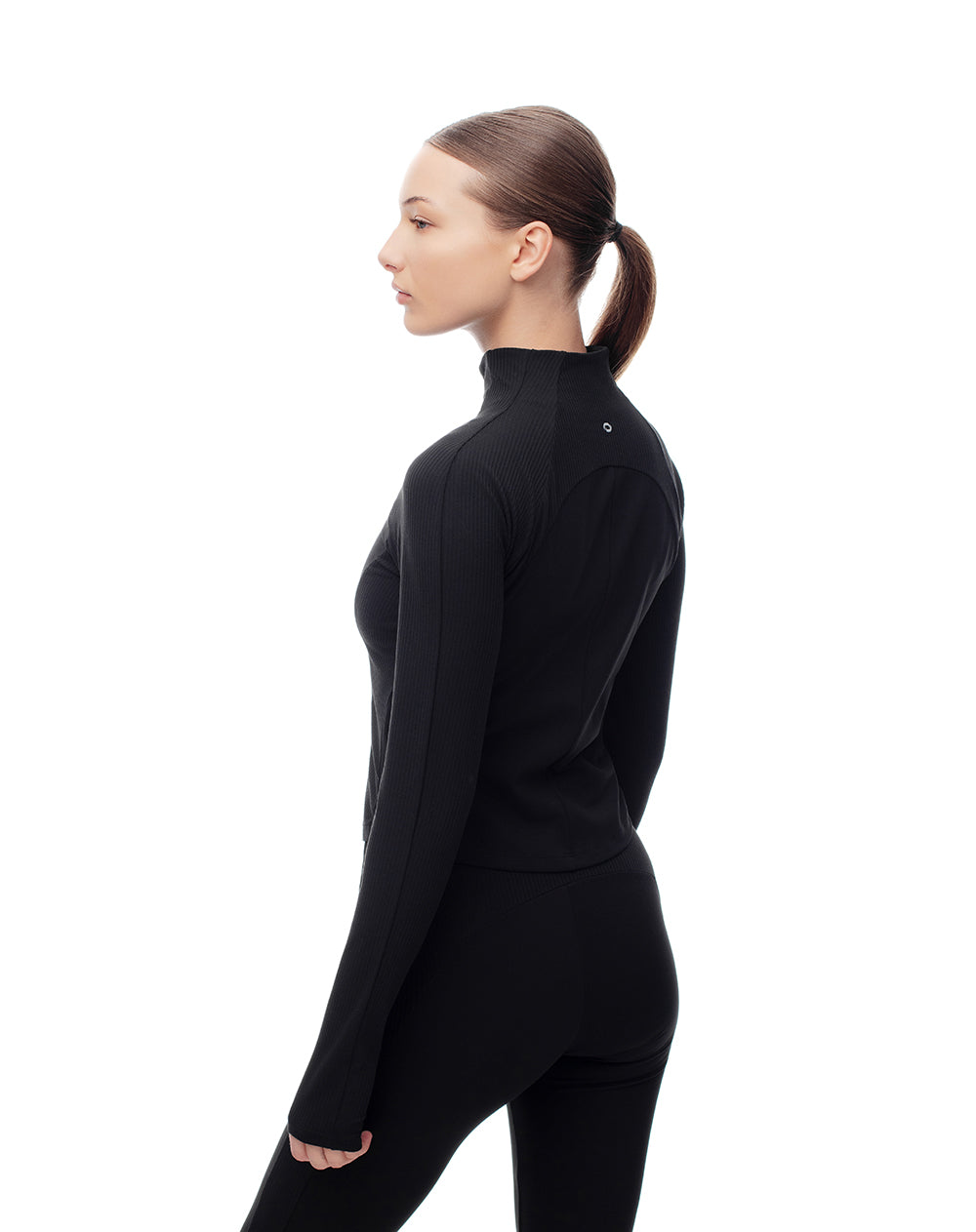 Chaqueta slim fit sin capucha negra