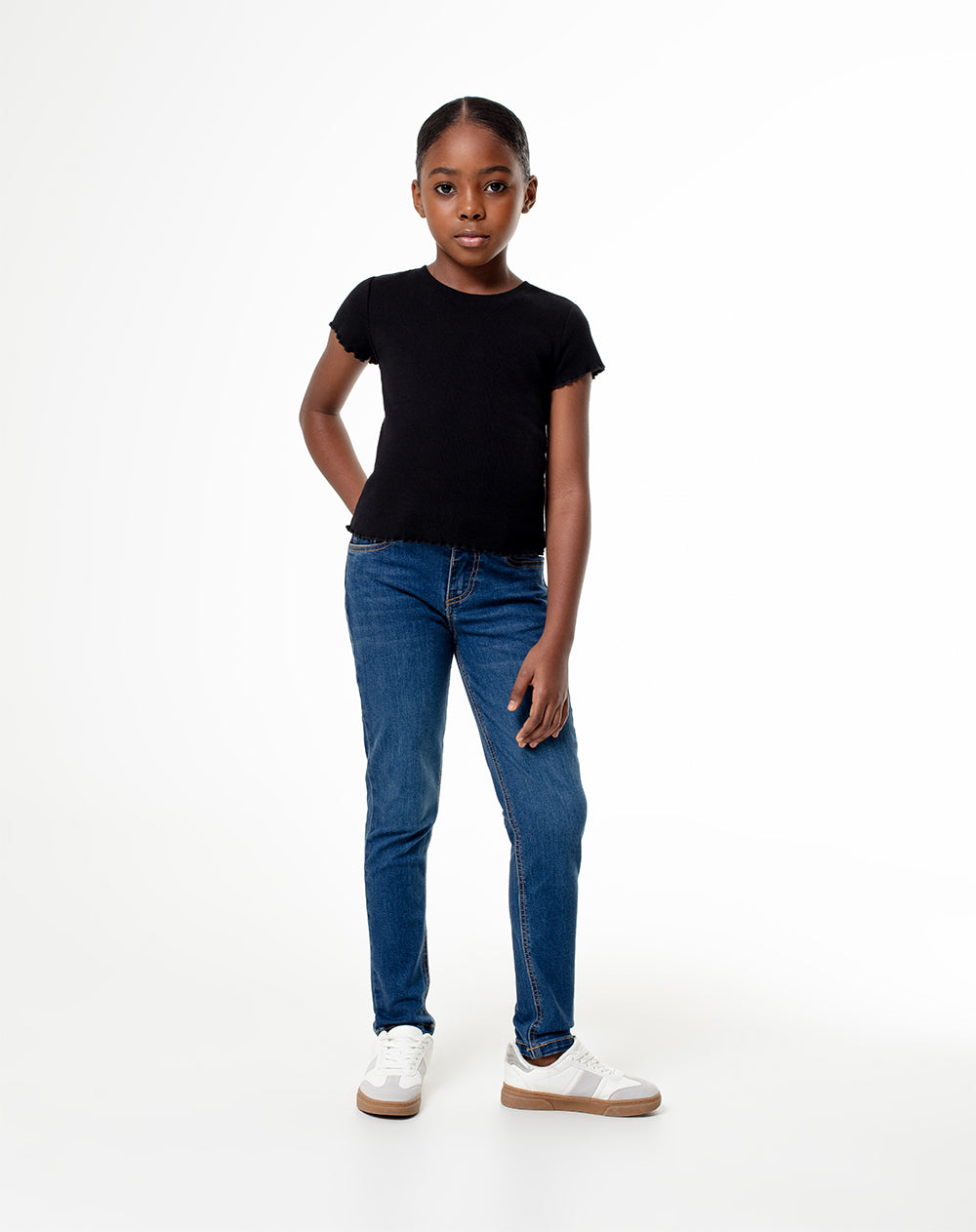 Jean skinny tiro medio índigo oscuro niña