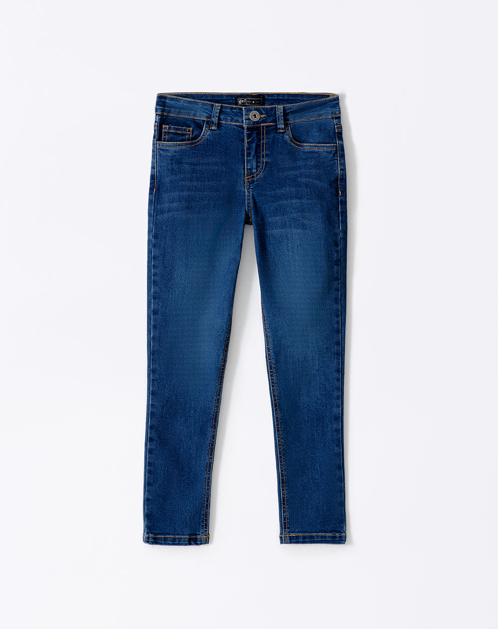 Jean skinny tiro medio 100% algodón índigo oscuro niña