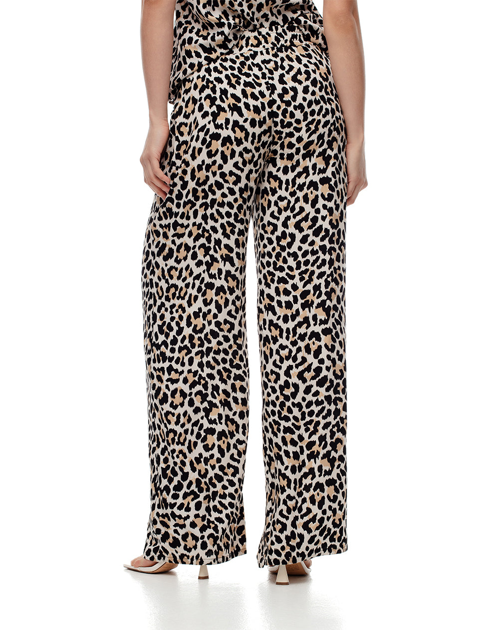 Pantalón wide leg tiro medio estampado mujer