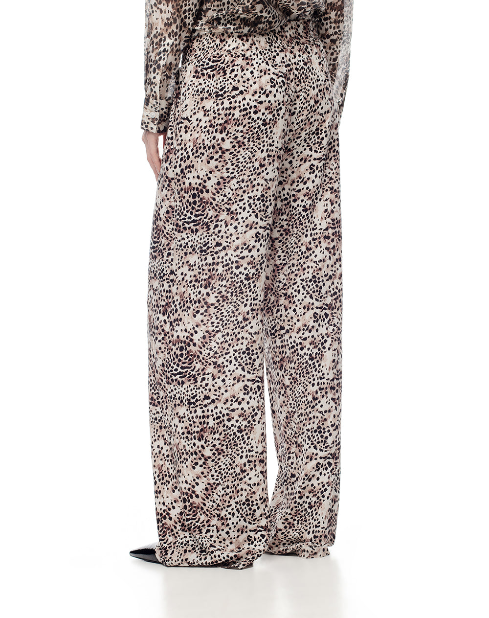 Pantalón wide leg tiro medio estampado mujer